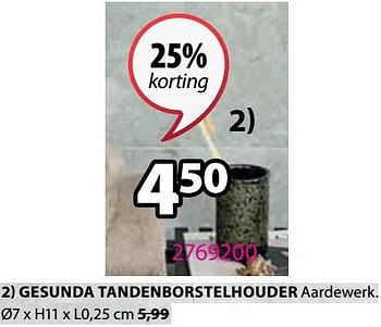 Promoties Gesunda tandenborstelhouder - Huismerk - Jysk - Geldig van 16/10/2023 tot 26/11/2023 bij Jysk