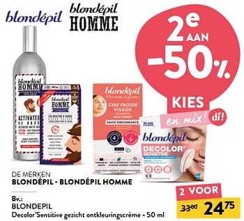Promoties Blondepil decolor’sensitive gezicht ontkleuringscrème - Blondepil - Geldig van 25/10/2023 tot 07/11/2023 bij DI