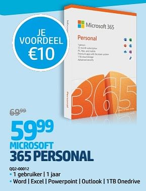 Promoties Microsoft 365 personal qq2-00012 - Microsoft - Geldig van 24/10/2023 tot 13/11/2023 bij Auva