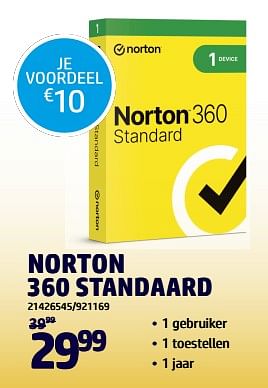 Promoties Norton 360 standaard - Norton - Geldig van 24/10/2023 tot 13/11/2023 bij Auva