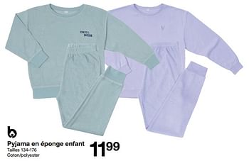 Promotions Pyjama en éponge enfant - Produit maison - Zeeman  - Valide de 28/10/2023 à 03/11/2023 chez Zeeman