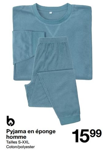 Promotions Pyjama en éponge homme - Produit maison - Zeeman  - Valide de 28/10/2023 à 03/11/2023 chez Zeeman