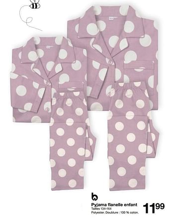 Promotions Pyjama flanelle enfant - Produit maison - Zeeman  - Valide de 28/10/2023 à 03/11/2023 chez Zeeman