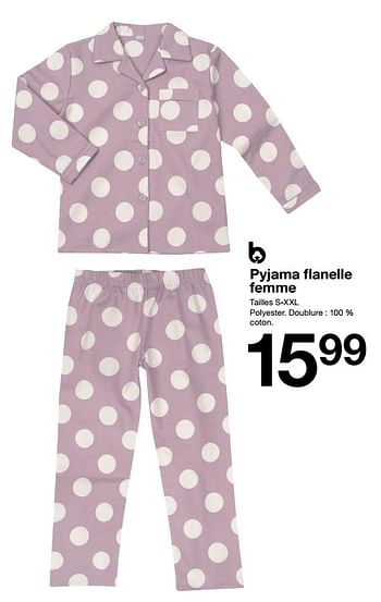 Promotions Pyjama flanelle femme - Produit maison - Zeeman  - Valide de 28/10/2023 à 03/11/2023 chez Zeeman