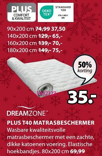 Promoties Plus t40 matrasbeschermer - DreamZone - Geldig van 23/10/2023 tot 26/11/2023 bij Jysk
