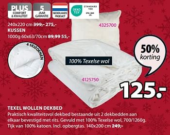 Promoties Texel wollen dekbed - Huismerk - Jysk - Geldig van 23/10/2023 tot 26/11/2023 bij Jysk