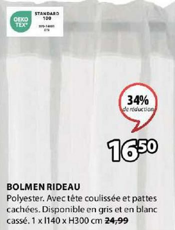 Promotions Bolmen rideau - Produit Maison - Jysk - Valide de 16/10/2023 à 26/11/2023 chez Jysk