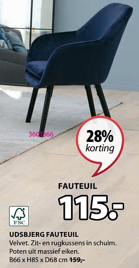 Promoties Udsbjerg fauteuil - Huismerk - Jysk - Geldig van 23/10/2023 tot 26/11/2023 bij Jysk