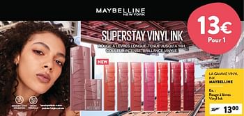 Promotions Rouge à lèvres vinyl ink - Maybelline - Valide de 25/10/2023 à 07/11/2023 chez DI