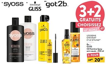 Promotions Gliss oil nutritive spray anti-noeuds - Schwarzkopf - Valide de 25/10/2023 à 07/11/2023 chez DI