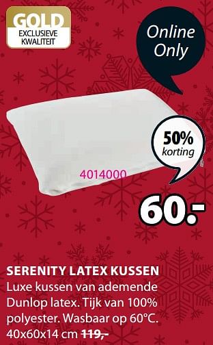 Promoties Serenity latex kussen - Huismerk - Jysk - Geldig van 23/10/2023 tot 26/11/2023 bij Jysk