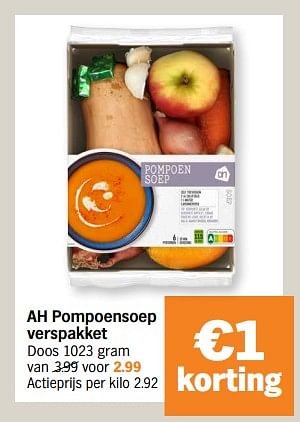 Promoties Ah pompoensoep verspakket - Huismerk - Albert Heijn - Geldig van 30/10/2023 tot 05/11/2023 bij Albert Heijn