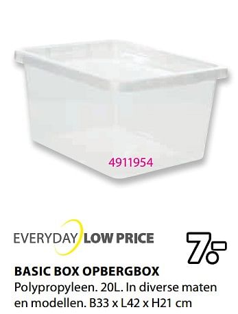 Promotions Basic box opbergbox - Produit Maison - Jysk - Valide de 30/10/2023 à 26/11/2023 chez Jysk