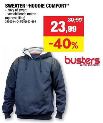 Promoties Sweater hoodie comfort - Busters - Geldig van 25/10/2023 tot 05/11/2023 bij Hubo