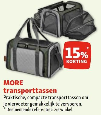 Promoties More transporttassen 15% korting - More - Geldig van 02/11/2023 tot 06/11/2023 bij Maxi Zoo
