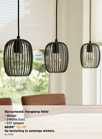 Promoties Hanglamp nikki - Huismerk - Gamma - Geldig van 25/10/2023 tot 07/11/2023 bij Gamma