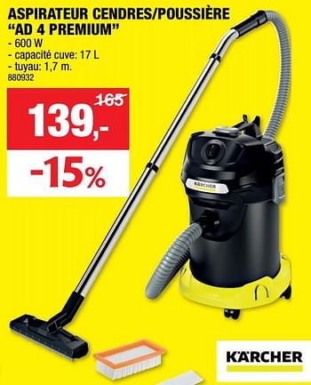 Promotions Kärcher aspirateur cendres-poussière ad 4 premium - Kärcher - Valide de 25/10/2023 à 05/11/2023 chez Hubo