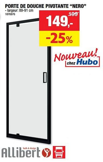 Promotions Porte de douche pivotante nero - Allibert - Valide de 25/10/2023 à 05/11/2023 chez Hubo