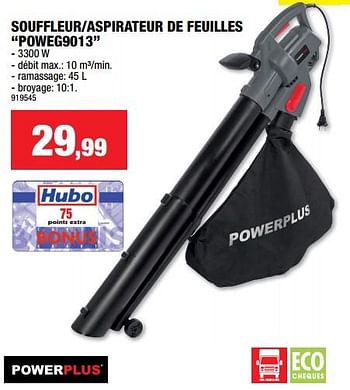Promotions Powerplus souffleur-aspirateur de feuilles poweg9013 - Powerplus - Valide de 25/10/2023 à 05/11/2023 chez Hubo