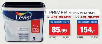 Promotions Primer mur + plafond - Levis - Valide de 25/10/2023 à 05/11/2023 chez Hubo