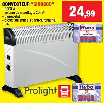 Promotions Prolight convecteur sirocco - Prolight - Valide de 25/10/2023 à 05/11/2023 chez Hubo