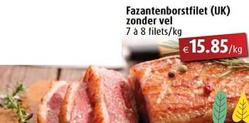 Promoties Fazantenborstfilet zonder vel - Huismerk - Aronde - Geldig van 02/10/2023 tot 25/11/2023 bij Aronde