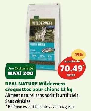 Promotions Real nature wilderness croquettes pour chiens - Real Nature - Valide de 02/11/2023 à 06/11/2023 chez Maxi Zoo