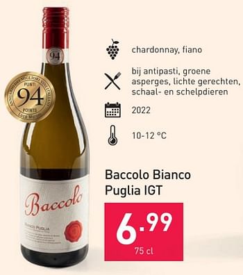 Promoties Baccolo bianco puglia igt - Witte wijnen - Geldig van 25/10/2023 tot 31/12/2023 bij Aldi