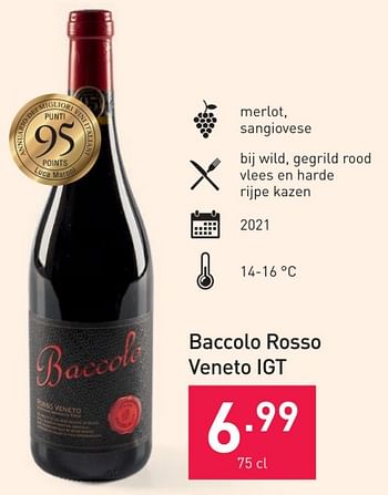 Promoties Baccolo rosso veneto igt - Rode wijnen - Geldig van 25/10/2023 tot 31/12/2023 bij Aldi