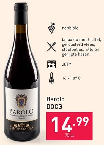 Promoties Barolo docg - Rode wijnen - Geldig van 25/10/2023 tot 31/12/2023 bij Aldi