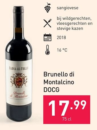 Promoties Brunello di montalcino docg - Rode wijnen - Geldig van 25/10/2023 tot 31/12/2023 bij Aldi