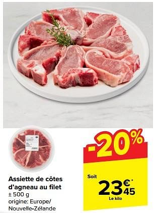Promotions Assiette de côtes d’agneau au filet - Produit maison - Carrefour  - Valide de 31/10/2023 à 07/11/2023 chez Carrefour