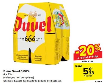 Promotions Bière duvel 6,66% - Duvel - Valide de 31/10/2023 à 07/11/2023 chez Carrefour