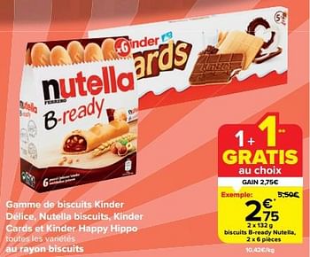 Promotions Biscuits b-ready nutella - Nutella - Valide de 31/10/2023 à 07/11/2023 chez Carrefour