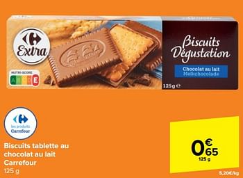Promotions Biscuits tablette au chocolat au lait carrefour - Produit maison - Carrefour  - Valide de 31/10/2023 à 07/11/2023 chez Carrefour