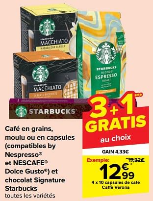 Promotions Capsules de café caffè verona - Starbucks - Valide de 31/10/2023 à 07/11/2023 chez Carrefour