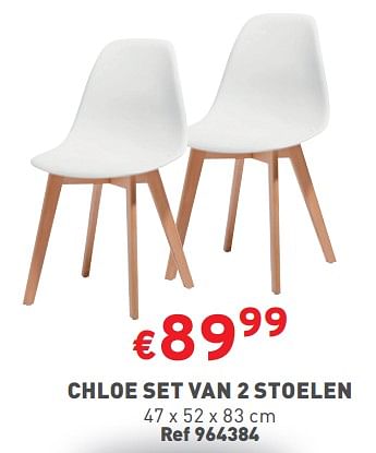 Promoties Chloe set van 2 stoelen - Huismerk - Trafic  - Geldig van 02/11/2023 tot 06/11/2023 bij Trafic