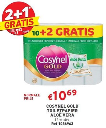 Promoties Cosynel gold toiletpapier aloë vera - Cosynel - Geldig van 02/11/2023 tot 06/11/2023 bij Trafic