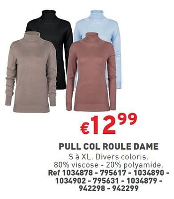 Promoties Pull col roule dame - Huismerk - Trafic  - Geldig van 02/11/2023 tot 06/11/2023 bij Trafic