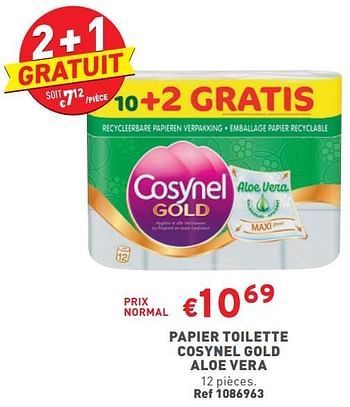 Promotions Papier toilette cosynel gold aloe vera - Cosynel - Valide de 02/11/2023 à 06/11/2023 chez Trafic