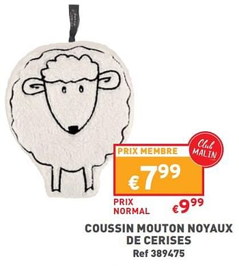 Promotions Coussin mouton noyaux de cerises - Produit maison - Trafic  - Valide de 02/11/2023 à 06/11/2023 chez Trafic