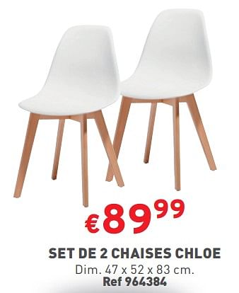 Promotions Set de 2 chaises chloe - Produit maison - Trafic  - Valide de 02/11/2023 à 06/11/2023 chez Trafic