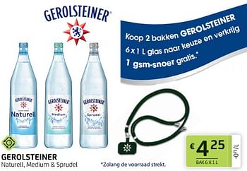 Promoties Gerolsteiner naturell, medium + sprudel - Gerolsteiner - Geldig van 27/10/2023 tot 09/11/2023 bij BelBev