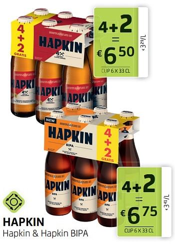 Promoties Hapkin hapkin + hapkin bipa - Hapkin - Geldig van 27/10/2023 tot 09/11/2023 bij BelBev