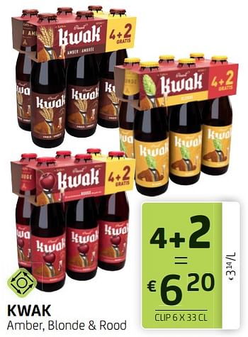 Promoties Kwak amber, blonde + rood - Kwak - Geldig van 27/10/2023 tot 09/11/2023 bij BelBev