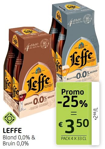 Promoties Leffe blond 0,0% + bruin 0,0% - Leffe - Geldig van 27/10/2023 tot 09/11/2023 bij BelBev