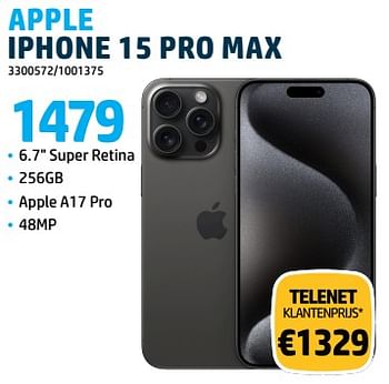 Promoties Apple iphone 15 pro max - Apple - Geldig van 31/10/2023 tot 30/11/2023 bij Auva