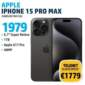 Promoties Apple iphone 15 pro max - Apple - Geldig van 31/10/2023 tot 30/11/2023 bij Auva