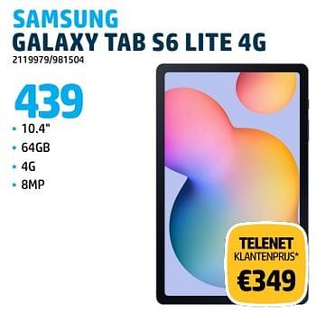 Promoties Samsung galaxy tab s6 lite 4g - Samsung - Geldig van 31/10/2023 tot 30/11/2023 bij Auva