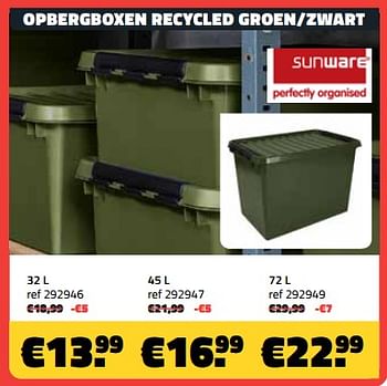 Promoties Opbergboxen recycled groen-zwart - Sunware - Geldig van 03/11/2023 tot 30/11/2023 bij Bouwcenter Frans Vlaeminck
